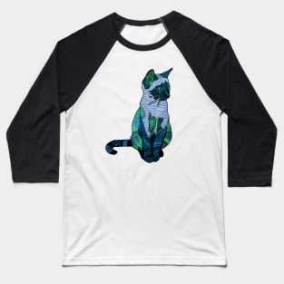 Watercolor Cat Zentangle Baseball T-Shirt